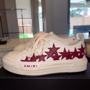 AMIRI Women's Cream and Burgundy Star Sneakers